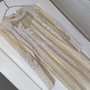 Exquisite Hand beaded vintage cocktail wedding dress 100% silk.